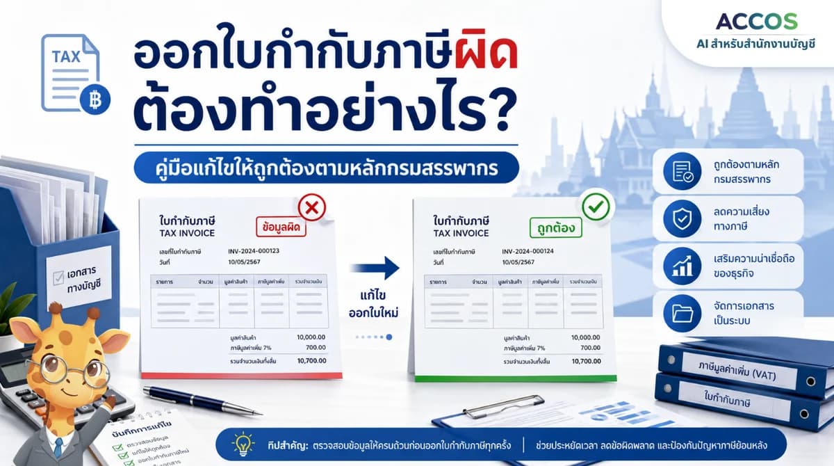 ออกใบกำกับภาษีผิด ต้องทำอย่างไร? เปิดคู่มือแก้ไขให้ถูกต้องตามหลักกรมสรรพากร