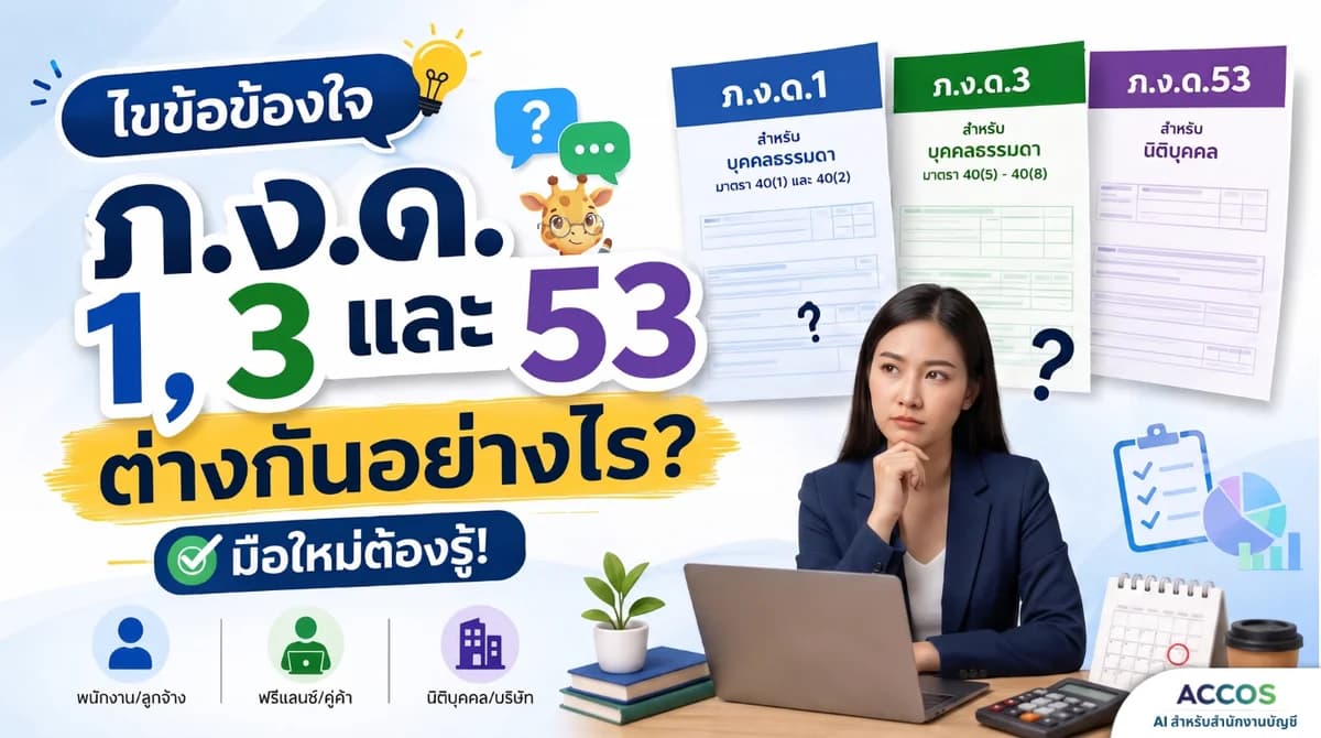 ไขข้อข้องใจ ภ.ง.ด. 1, 3 และ 53 ต่างกันอย่างไร? มือใหม่ต้องรู้!